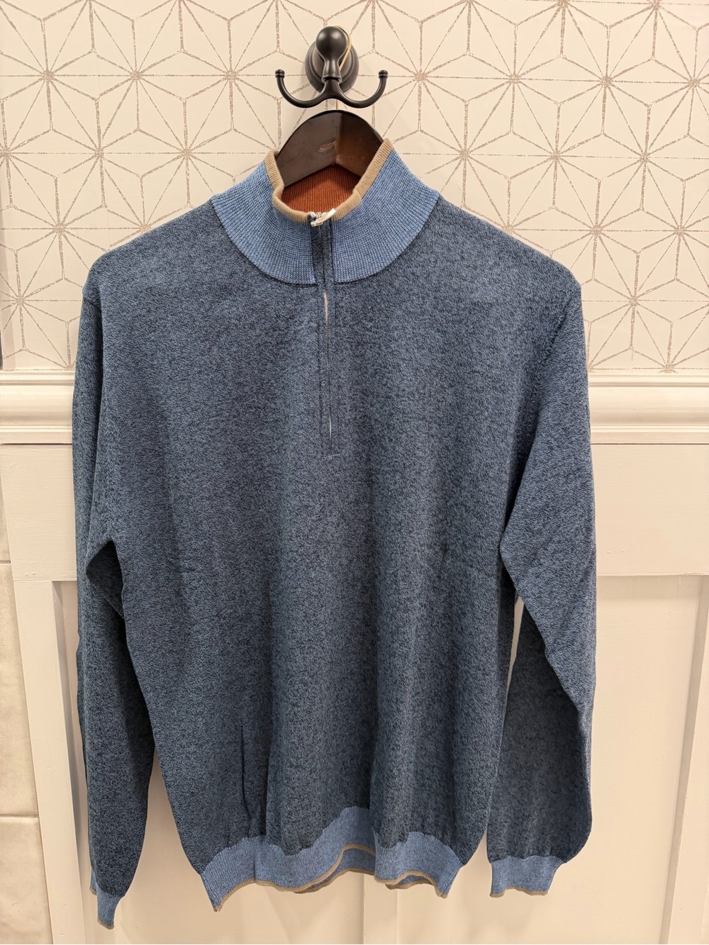 Codice Men’s 1/4 Zip Cotton Sweater Blue Size 52 / Large NWT